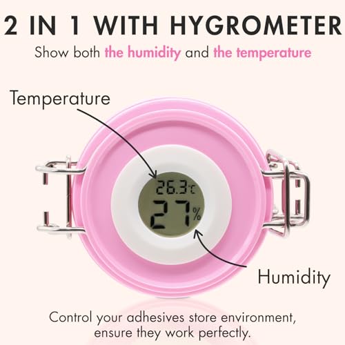 Embagol False Lash Glue Storage Tank With Thermometer Adhesive Carbon Sealed Leak-proof Containers Grafting Eyelash Extension Supplies(PINK)