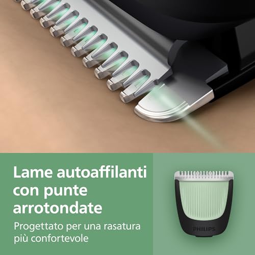Rifinitore Philips Multigroom serie 3000 tutto in uno 9 in 1 - Rifinitore per barba, capelli e corpo, lame autoaffilanti delicate sulla pelle, 12 impostazioni di lunghezza, Modello MG3946/15 - Immagine 4