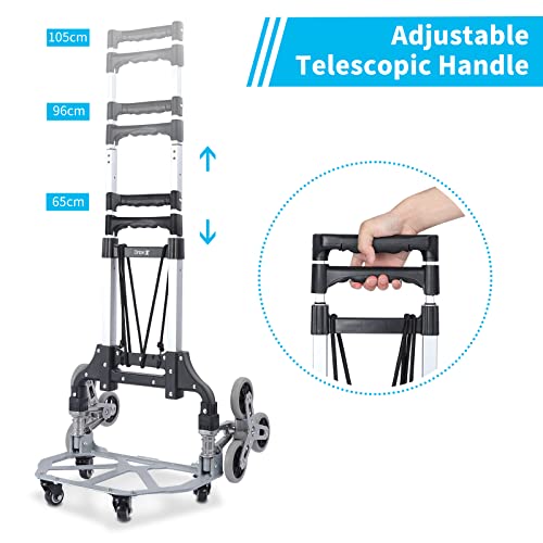 YOLEO Folding Hand Truck Aluminium Stair Climbing Cart with 10 Wheels Lightweight Collapsible Dolly Truck Portable Hand Trolley with Cord for Indoor Outdoor Travel Shopping 3 YOLEO Folding Hand Truck Aluminium Stair Climbing Cart with 10 Wheels Lightweight Collapsible Dolly Truck Portable Hand Trolley with Cord for Indoor Outdoor Travel Shopping - Image 3
