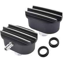 Finned Oval Black Aluminum Valve Cover Breather & PCV Valve Combo Kit 1-1/4" Hole
