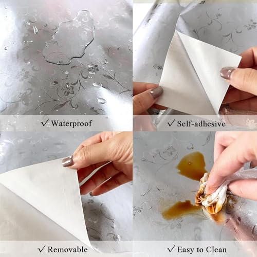 Image of SIA VENDORS Kitchen Waterproof Oil Proof Aluminum Foil Sticker, Silver Chequer Peel and Stick Wallpaper Removable and Self Adhesive Paper for Kitchen Countertops Cabinet (Jasmine, 24 x 78 Inch)