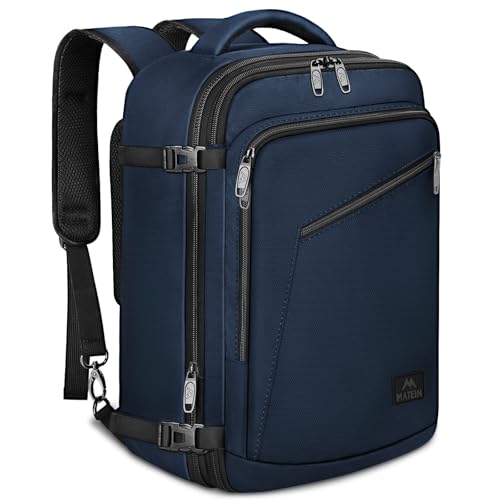 MATEIN Zaino Wizzair 40x30x20, Bagaglio a Mano Aereo Borsa da Cabina per Ryanair Easyjet, Zaini Impermeabile Business per Donna Uomo, Multitasche Zaino Leggero da Campeggio Università Ufficio, Blu