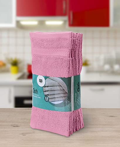 Utopia Towels [12 Pack Premium Wash Cloths Set (12 X 12 Inches) 100% Cotton Ring Spun, Highly Absorbent And Soft Feel Essential Washcloths For Bathroom, Spa, Gym, And Face Towel (Pink) #TOP2