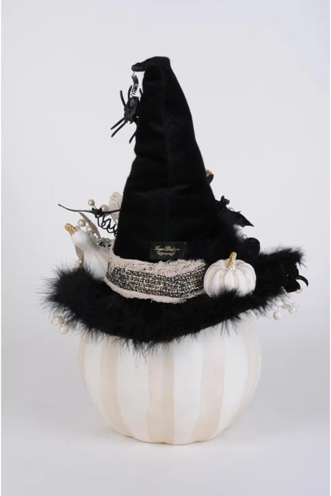 Karen Didion Lighted White Fiber Optic Pumpkin Figurine Polyresin