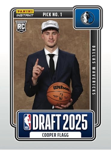 2025-26 Panini Instant Draft Night Cooper Flagg NBADN-1 -RC Rookie Maverick Selected with 1st Overall Pick - Basketball Trading Card- Dallas. Each Card Stamped 1 of 68380 on Back. Card Shipped in New Protective Screwdown Holder.