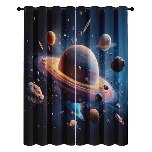 Thermal Blackout Curtains for KidsInsulating Eyelet Drapes 140L x 180H cm 2 Panels Ideal for Bedroom & Living Room Decoration Light Blocking & Energy Saving