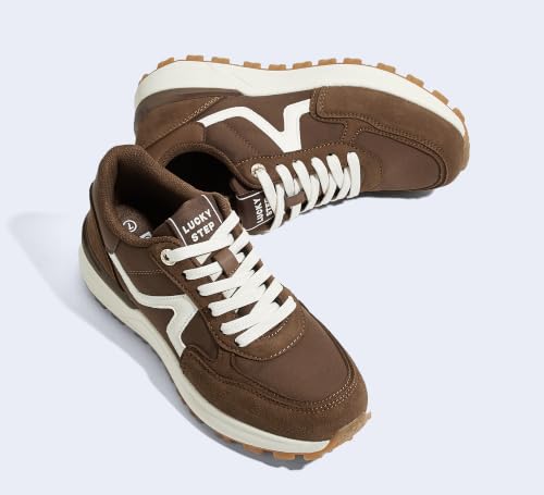 Image of LUCKY STEP Women's Retro Fashion Casual Sneakers Colorblock Platform Classic Trendy Trainning Anti-Slip Tennis Travel Walking Shoes