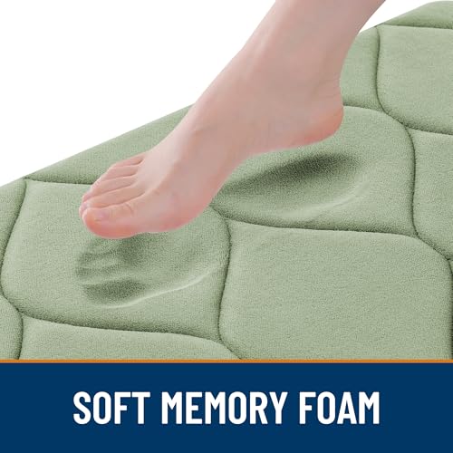 Image of Smiry Memory Foam Bath Mat 24 inchx16 inch, Ultra Soft Non-Slip Bathroom Rug, Plush Water Absorbent Quick Dry and Machine Washable Floor Mat for Shower, Tub & Home Decor, Sage Green