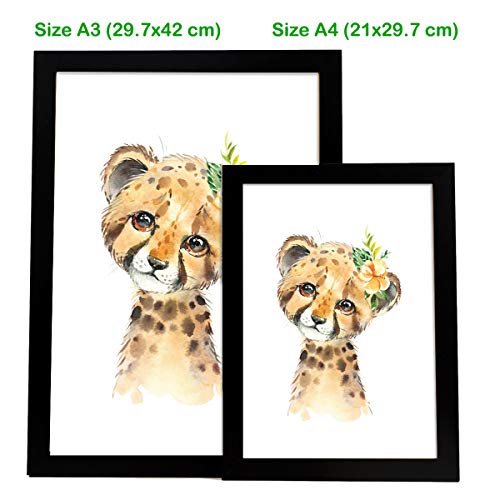 Nacnic Set of 4 posters for children and children's room Scandinavian style with flowers A3Animales size unframed - Image 3