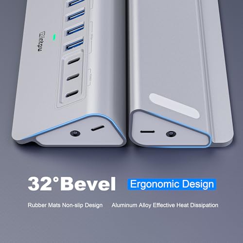 Powered USB Hub, Intpw 9-Port USB 3.2/USB C Hub with 10Gbps, 3*USB 3.2 + 4*USB-A 3.0 + 45W PD Charging Ports, 3.3FT Cable and 65W Power Adapter, Aluminum USB Hub for PC/Laptop/iphone17/16/ipad/Macbook by intpw - Image 5