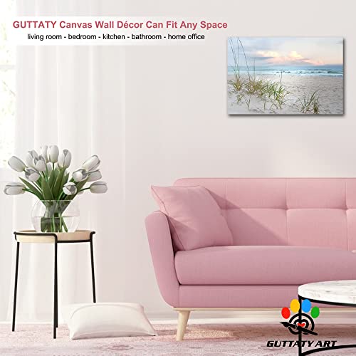 Guttaty Beach Canvas Wall Art, Ocean Pictures Coastal Art Painting For Living Room Wall Decoration, Sea Poster Seascape Wall Decor Framed Canvas Print For Room Home Office Decor (12X18 Inches) #TOP1