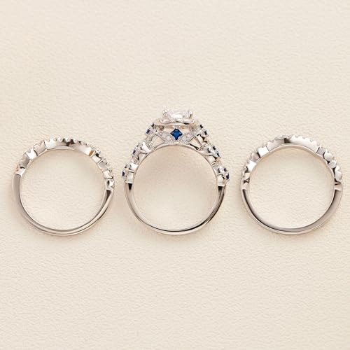 Newshe 2.5CT 925 Sterling Silver CZ Engagements Rings Wedding Bands for Women 3PCS Bridal Rings Sets Cubic Zirconia Princess Promise Rings for her Size 8