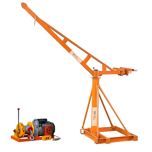 Image of IND Monkey Lift Crane /Portable Mini Crane 65 Kg Frame Pure Copper Motor Single Phase Material Lifting Machine 8mm GI Wire Rope 135 Feet Heavy Duty