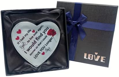 Anniversary Wedding Gifts for Women I Love You Gift for Women Wife Her Girlfriend Birthday Present Crystal Glass Heart Valentine's Day Gift