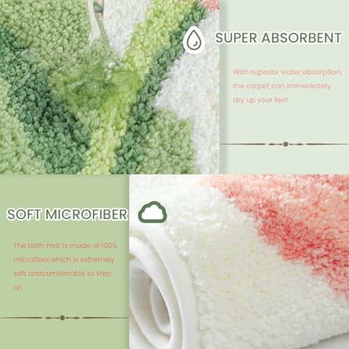 Loismood Floral Bathroom Mat Art Ultra Absorbent Fluffy Carpet Non Slip Machine Washable Mat for Shower, Sink and Bedroom (Tulips, 23"x16") by Loismood - Used condition - Image 3