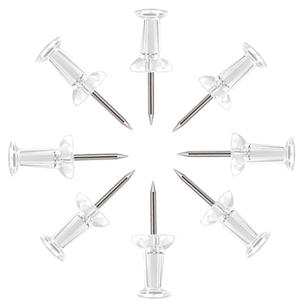 ASPIRE UK Clear Push Pins - 200pcs | Sharp Steel Points with Stylish, Easy-Grip Head for Notice Boards, Cork Boards, Maps & Photos | Pin Your Ideas in Style