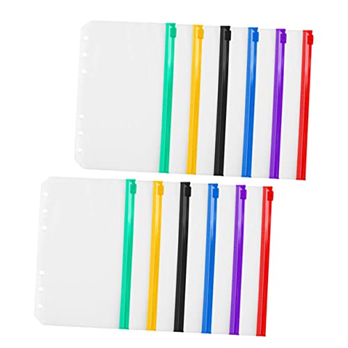 HOUDERCO 12個入り ルーズリーフバッグ 対応 防水ファイル収納ポケット 製 バインダーフォルダー用 ジッパー付き書類バッグ 学生用ステーショナリー