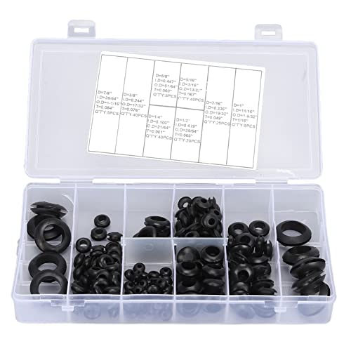 Hyuduo Kit Surtido de Ojales de Goma de 180 Piezas, Juego de Anillos de Protección de Alambre Resistente a Altas Temperaturas con Aislamiento Retardante de Llama, para Accesorios de