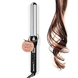 NuMe Magic Titanium Ion Curling Iron 32mm Wand - Dual Voltage, Negative Ion Conditioning, Far Infrared Heat - for Thick Hard-to-Curl Hair, Black