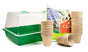 mgc24 Zimmergewächshaus Greenhouse Anzuchtset - Anzuchtschale mit Deckel und Belüftung - Komplettset mit 24 Torftöpfen + 2, 5l Anzuchterde