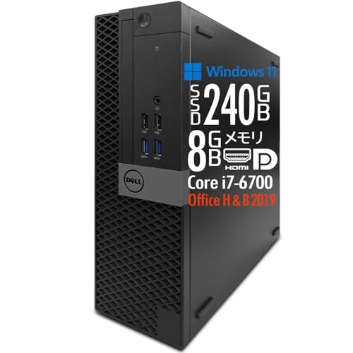 �y�����ςݕi�z�f�X�N�g�b�vPC �I�v�e�B�v���b�N�X�V���[�Y/Windows11 Pro/��6���� Core i7-6700(4�R�A/8�X���b�h)/SSD240GB/������8GB/DVD�}���`/MS Office H&B 2019/HDMI/DisplayP