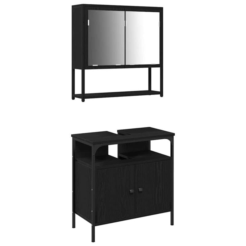 Eleganz Juego de muebles de baño de madera de roble negro, armario y estantería para baño, ahorro de espacio y elegante, diseño moderno para espacios pequeños