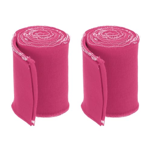 Rebower 3 Inch Elastic Cuffs for Sewing Knitted Ribbed Cotton Fabric Sleeves Waistband Ribbed Trim, [for Cloth, DIY Craft] - 2.6ft/ Rose Red/ 2pcs
