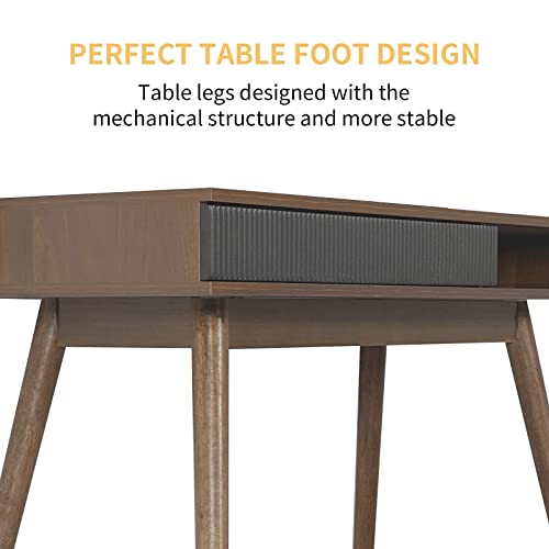 Mid Century Modern Desk Office Writing Desk With Drawer Small Wooden Home Office Desk Table Computer Desk For Small Places, Walnut By Artswish #TOP4