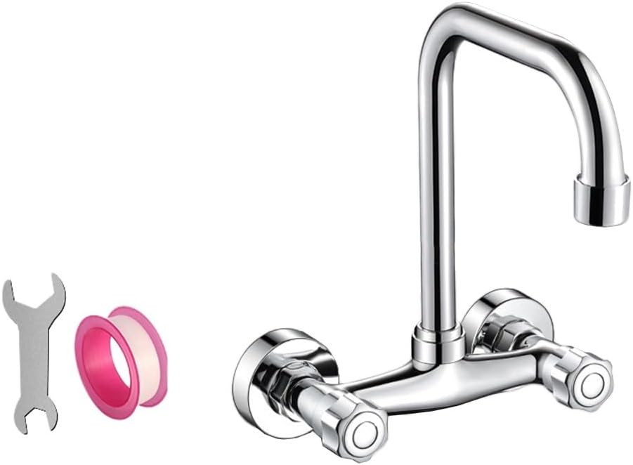 Wall Mounted Kitchen Faucet Bridge Mixer Tap Elegant Adjustable Temperature Brass Kitchen Faucet Water Saving Dual Use for Home & Commercial Use