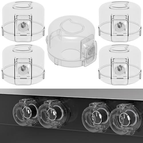 Stove Knob Safety Covers for Child Baby Proofing Kitchen Oven Knob Locks Universal Gas Burners Childproofing (5-Pack)