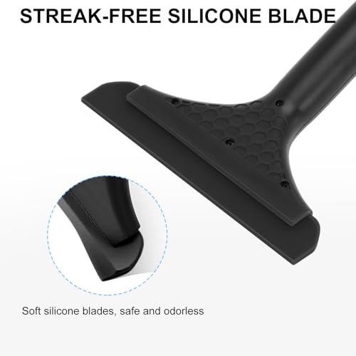 Image of SetSail Shower Squeegee for Glass Doors Small Squeegee for Shower Glass Door Mini Silicone Windshield Squeegee for Car Window, All Black