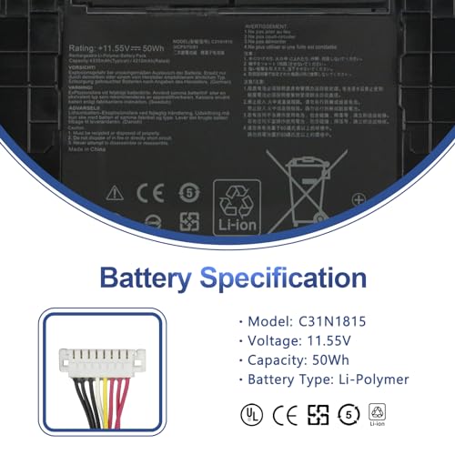 ANTIEE C31N1815 Bateria Batterie pour ASUS Zenbook 13 UX333F UX33F UX33FA UX33FN RX333FN RX33FN RX333FA RX33FN BX33FN BX33FN U33FN U300FN A3 102R UX333FA-A3022T UX333FN-A3064T 11.55V 50Wh