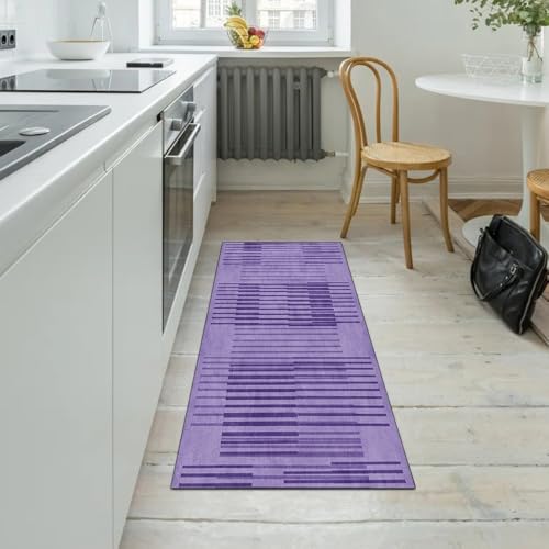 Alfombra de cocina transitable y lavable de 70 x 150 cm con diseño moderno lila 5