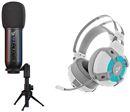 Image of Redgear Shadow Vox Gaming Auxiliary, USB Unidirectional Microphone & Cosmo 7,1 USB Gaming Wired Over Ear Headphones with Mic with Virtual Surround Sound,50Mm Driver, RGB LEDs & Remote Control(White)