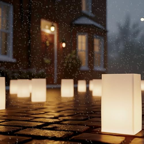 Image of White Plastic Reusable Luminary Bags, Christmas Luminaries for Outdoors, Wedding, Birthday, Halloween, Thanksgiving(Not Include Light) (40pcs)