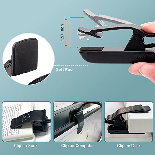 Dual Heads Rechargeable Book-Light For Reading At Night In Bed, Warm/White Reading Light With Clamp, 180° Adjustable Mini Clip On Light, Lightweight Eye Care Book Light Perfect For Readers & Kids #TOP4