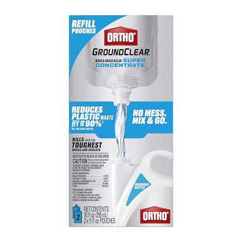 Image of Ortho GroundClear Weed & Grass Killer Super Concentrate 1 with Empty 1 /2 gal. Reusable Bottle, Comfort Wand & Two 5 oz. Refill Pouches