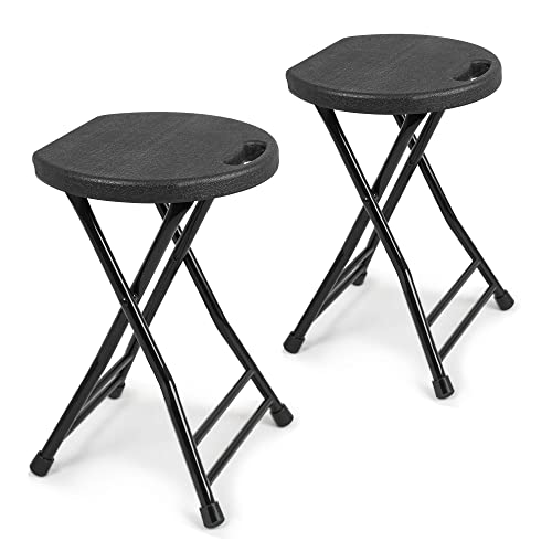 Image of COOZMENT Folding Stool with Handle, Folding Chair,Folding Bar Stool with Non-Slip Feet,Indoor and Outdoor Foldable Stool for Adults(13 inchx11.5 inchx18 inch)
