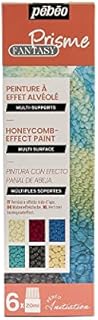 Pébéo Fantasy Prisme Starter Set - Honeycomb Effect Paint Ideal for Many Surfaces - 6 x 20 ml Paint Bottles: Eggshell White, Cherry Blossom, Caribbean Blue, Turquoise, Onyx, Antique Gold