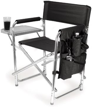 Personalized Imprinted Sports Director Chair with Side Table and Pocket - Black