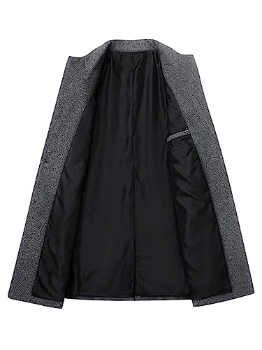 Men's Winter Coat Trench Overcoat Wool Blend Casual Single Breasted Mid-Long Pea Top Jacket3