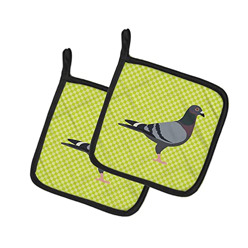 Caroline's Treasures BB7777PTHD Racing Pigeon Green Pair of Pot Holders Kitchen Heat Resistant Pot Holders Sets Oven Hot Pads for Cooking Baking BBQ, 7 1/2 x 7 1/2