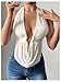 SOLY HUX Women's Sexy Halter Going Out Top Open Back Deep V Neck Sleeveless Vest Tank Tops Party Clubwear Pure White X-Small