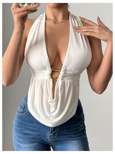 Image of SOLY HUX Women's Sexy Open Back Halter Going Out Top