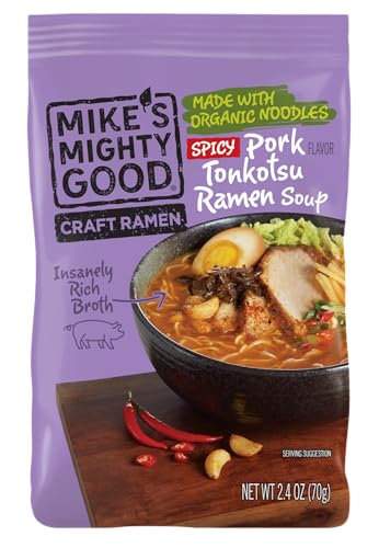 Mike's Mighty Good Craft Ramen, Spicy Pork Tonkotsu Ramen Soup, 2.4 Ounce (Pack of 7)
