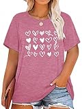 Picture of Valentine's Day Oversized T Shirts for Women Cute Heart Print Love Tees Casual Short Sleeve Plus Size Tops 1X-4X