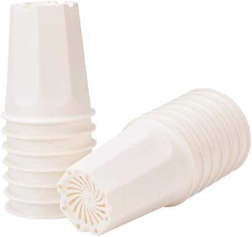 Miniatura 12 de BangQiao - Juego de 8 macetas de plástico blanco de 6.10 pulgadas para vivero profundo y semillero para suculentas, cortes y trasplantes