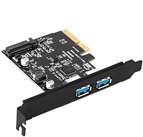 BEYIMEI PCIE 4X USB 3.1 Gen 2 Card, 10 Gbps 2 Port USB 3.1 Gen 2 (Type A + Type C) PCI-E Expansion Card Adapter w/ Low Profile Bracket - 15-Pin SATA Power Connector, Asmedia Chipset for Windows 7/8/10