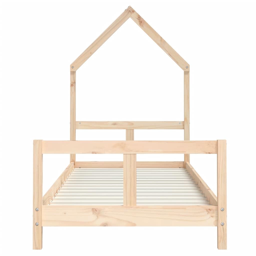Kinderbett aus Massivholz Kiefer – Hausbett mit Lattenrost – 70x140 / 80x160 / 80x200 / 90x190 / 90x200 cm – Natur/Schwarz/Weiß – Hausform Bett für Kinder ab 4 Jahren