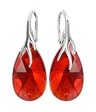 Lieferung im Geschenkbox . Crystals & Stones *MANDEL* 22 mm *Farben Varianten* Schön 925 Silber Ohrringe Damen Ohrhänger mit Kristallen von Swarovski Elements - Wunderbare Ohrringe mit Geschenkbox BA/39 (Light Siam)